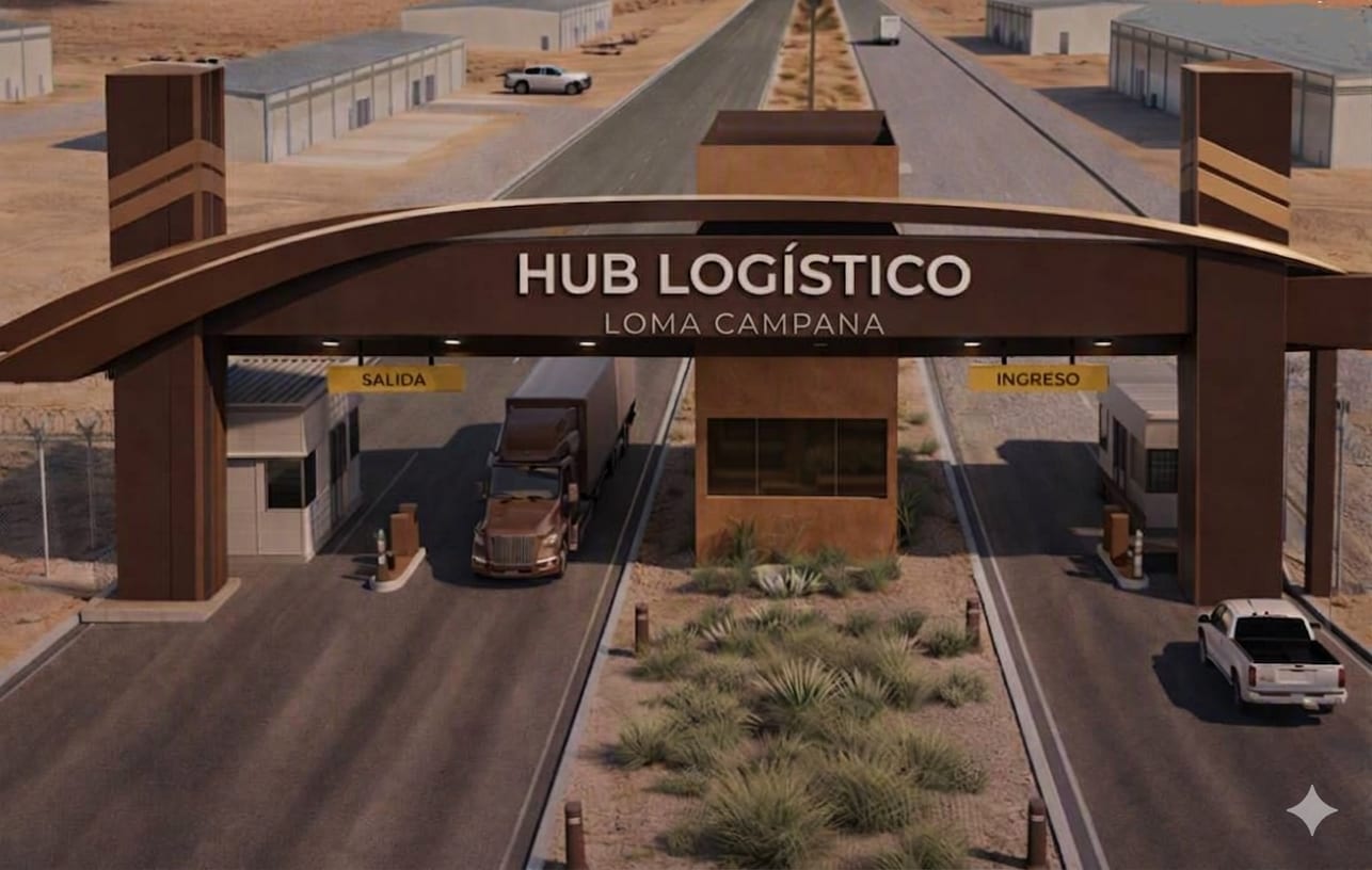 Render del pórtico de acceso sobre la Ruta Provincial 17